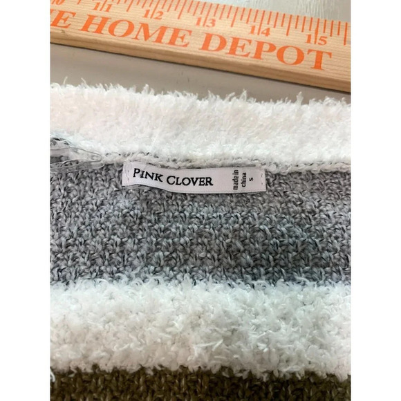 Pink Clover Cozy Striped Open-Front Cardigan Sweater Size S - Picture 10 of 11